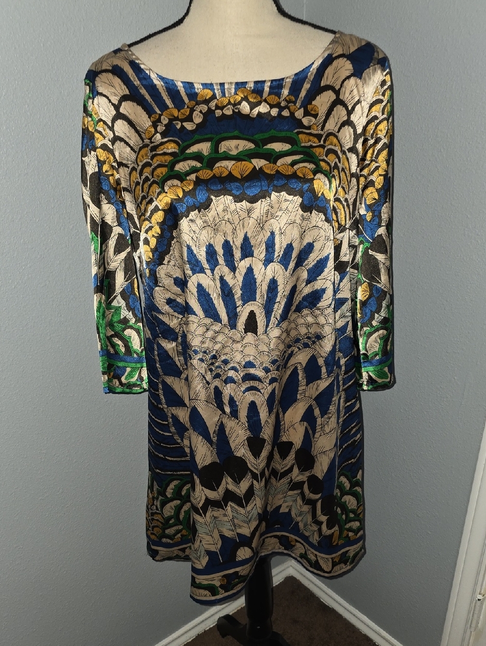 Forever 21 Feather Print Tunic Dress Sz L